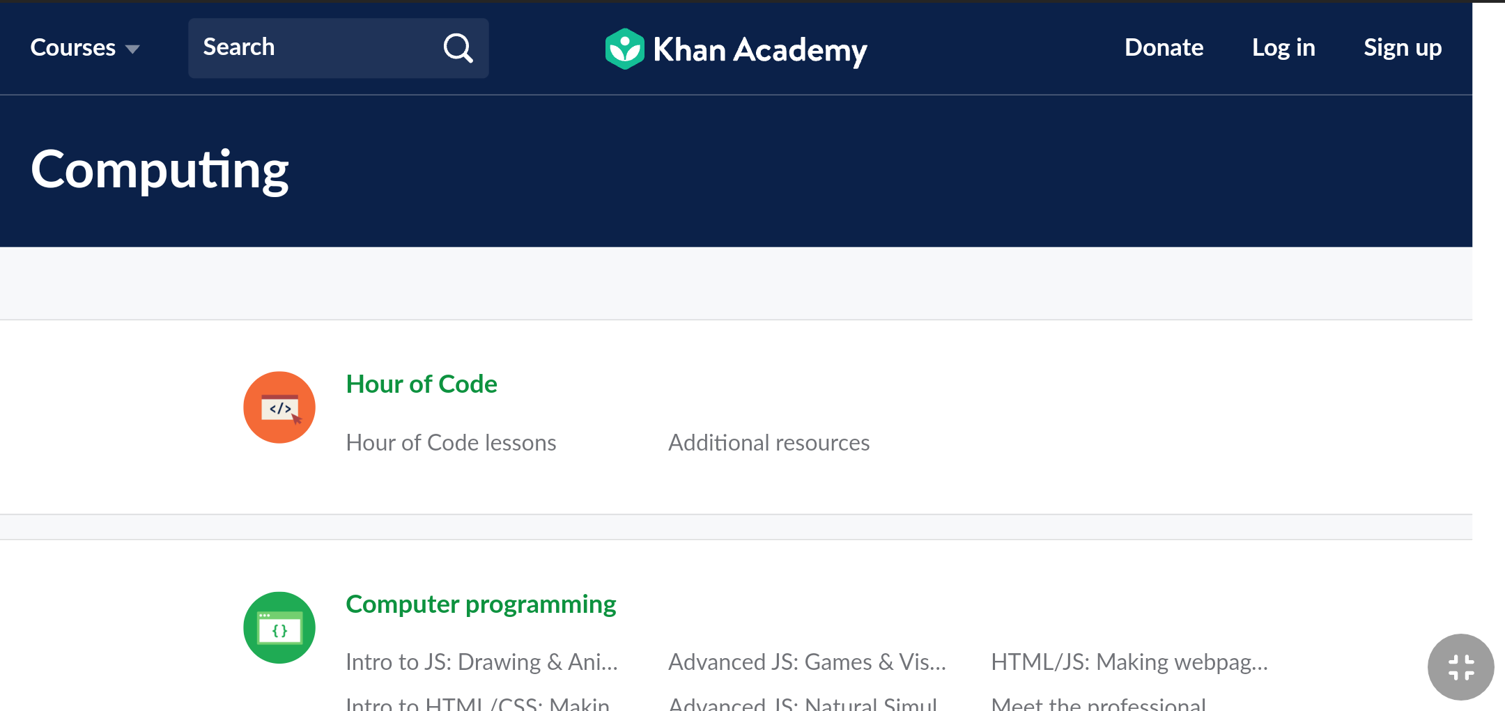 Khan Academy website